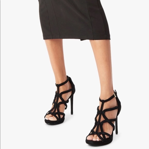 Michael Kors Sandra Silhouette Platforms Red Burgundy Suede Leather Sandals Heel - Picture 8 of 12